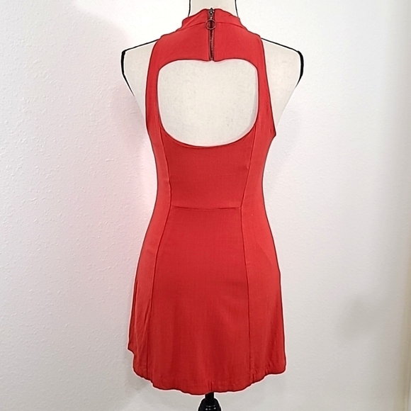 FREE PEOPLE Red-Orange Open Back Lined Dress, size Small - Picture 4 of 6